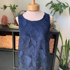 Merona Navy Blue Floral Tank Top